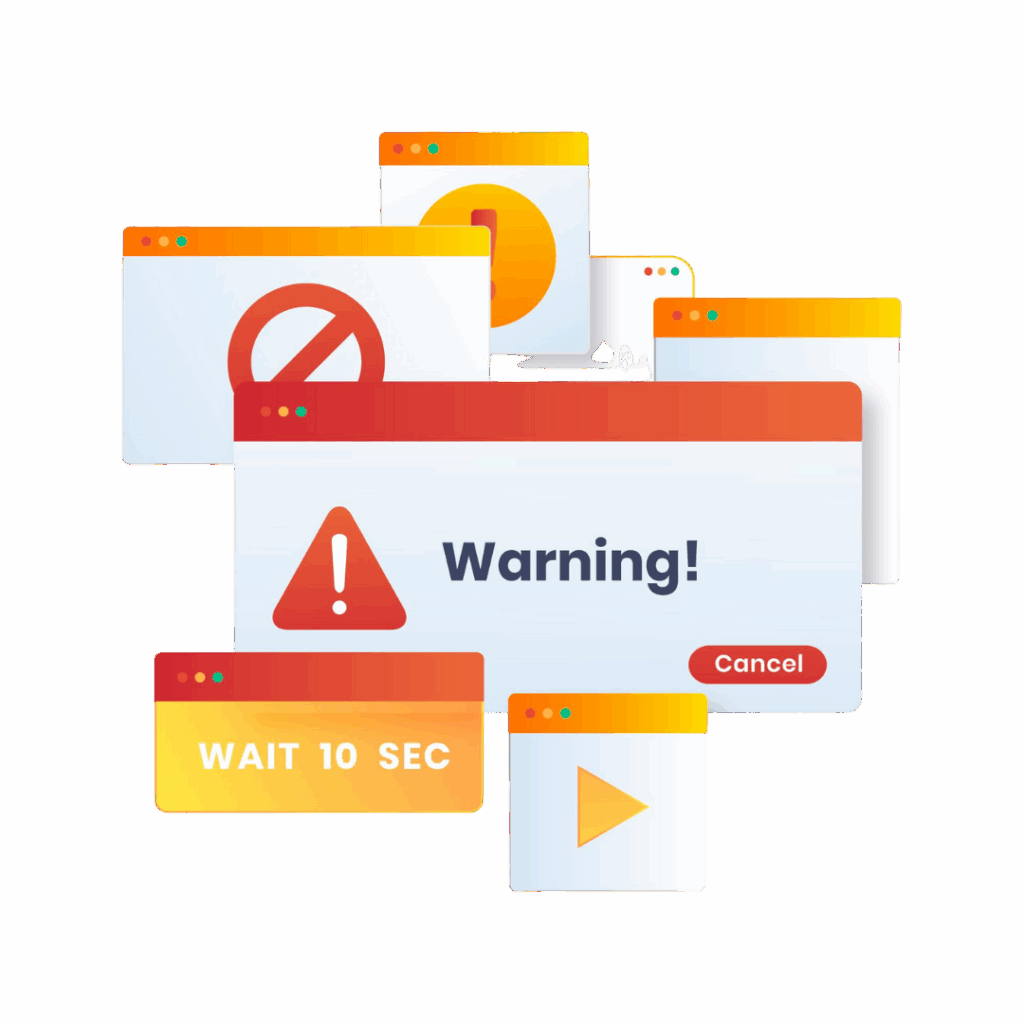 representación de una web con virus